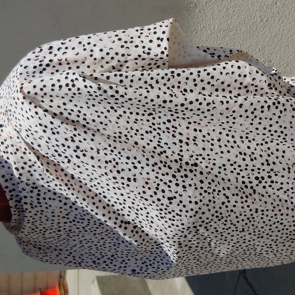 Express Womens Dress Polkadot Blouse in Cream and Black size Large - Picture 6 of 11